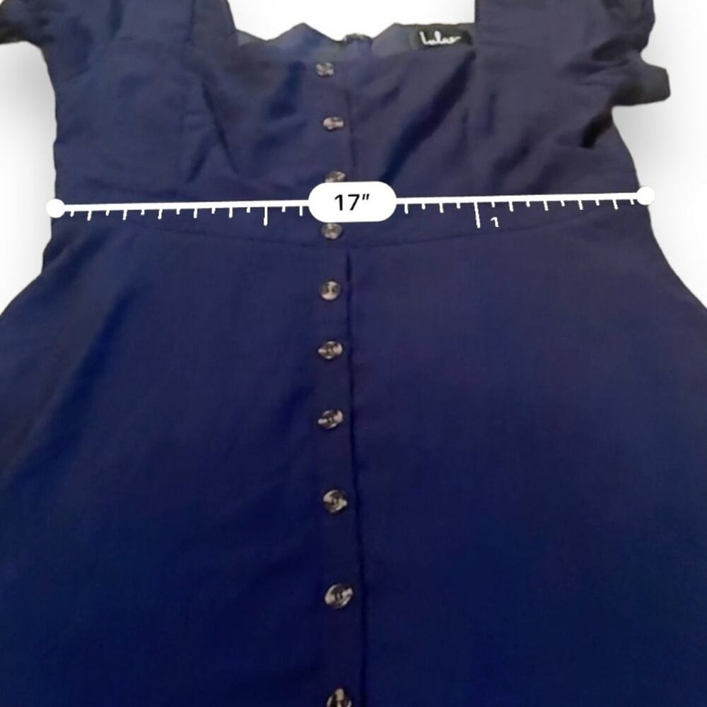 Lulus Chances Are Navy Blue Short Sleeve Button-Front Skater Dress Sz XL - Picture 10 of 12